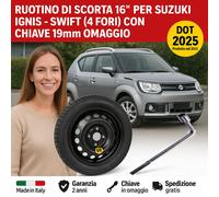 Spare Wheel 16" Suzuki Ignis Swift 4 Holes Black Steel Rim 19mm Wrench