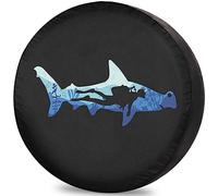 Spare Wheel Cover Hammerhead Shark And Diver Spare Tire Protector Weatherproof Tire Covers Vintage Wheel Protectors For Travel Car Most Vehicles 15inch