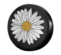 Spare Wheel Cover Pretty White Flower Sun Wheel Protectors Vintage Spare Tire Protector Dustproof Tire Covers For Camper Most Vehicles Car 16inch