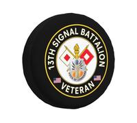Spare Wheel Covers 13Th Signal Battalion Veteran Back Tyre Tire Cover Universal With Drawstring Tyre Wheelcover, For Suv, Travel Trailer, Camper, 16in