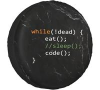 Spare Wheel Covers Computer Science Programmer Eat Sleep Code Spare Tyre Cover Universal With Drawstring Soft Case Covers, For Suv, Travel Trailer, Car, 14in
