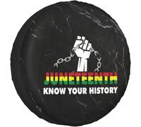 Spare Wheel Covers Juneteenth African American Freedom Black History Back Tyre Tire Cover Personalised Wheatherproof Tyre Storage Bag, For Travel Trailer, Truck, Many Vehicle, 14in