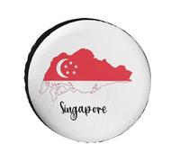 Spare Wheel Covers Novelty Fashion Singapore Map Flag Printed Universal Spare Tire Cover 14" 15" 16" 17" Inch For Auto Trailer Caravan Suv Truck Wheel Tire Protectors, 15 inch