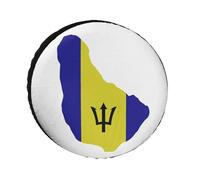 Spare Wheel Covers Novelty Map Of Republic Of Barbados Flag Printed Universal Spare Tire Cover 14" 15" 16" 17" Inch For Auto Trailer Caravan Suv Truck Wheel Tire Protectors, 17 inch