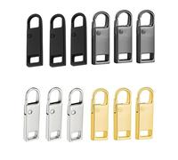 Spare Zipper Pulls, 12 Piece Metal Zipper Pull Tabs, Removable for Purse, Clothes, Jeans, Suitcase, Luggage