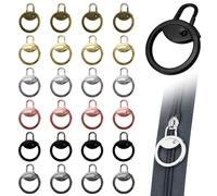 Spare Zipper Pulls, 24 Pcs Metal Zipper Pull Tabs, Removable for Purse, Clothes, Jeans, Suitcase, Luggage (Black, Silver, Gold, Gun, Copper, Rose Gold)
