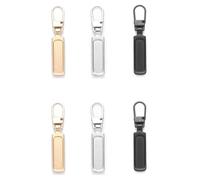 Spare Zipper Pulls, 6 Piece Metal Zipper Pull Tabs, Removable for Purse, Clothes, Jeans, Suitcase, Luggage(3 Colour)