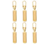Spare Zipper Pulls, 6pcs Detachable Metal Zipper Pull Replacement for Clothes, Jacket, Pants, Jeans, Luggage, Suitcase, Purse, Handbag (Gold)