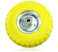 Spares2go 10" Solid Yellow Rubber Wheelbarrow Tyre & Axle Wheel Bearing for Cart/Barrow/Trolley