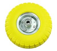 SPARES2GO 10" Wheelbarrow Wheel PU Puncture Proof Solid 4.10 3.50-4 Tyre Heavy Duty Rim Replacement Tire for Garden Trolley Barrow Go Cart (Pack of 1)