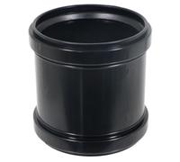 Spares2Go 110mm 4" Soil Waste Pipe Double Socket Push Fit Straight Slip Coupler (Black)