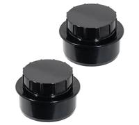 SPARES2GO 110mm Screwed Access Cap Ring Seal Soil System Vent Pipe Push Fit Plug (Black, Pack of 2)