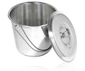 SPARES2GO 12 Litre Stainless Steel Metal Bucket Handled Pail with Lid Fire Garage Spillage Sand (Silver)