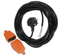 Spares2Go 12 Metre Cable & Lead Plug + 2 Core Pin Coupler Connector Socket For Power Tools Drill Saw Jigsaw Planer Router Sander (