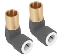 SPARES2GO 15mm x 10mm Push Fit Radiator Valve Anthracite Reducing Elbow Stem Compression (Pack of 2)