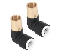 SPARES2GO 15mm x 10mm Push Fit Radiator Valve Black Reducing Elbow Stem Compression (Pack of 2)