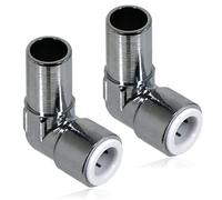 SPARES2GO 15mm x 10mm Pushfit Radiator Valve Chrome Reducing Elbow Stem Compression (Pack of 2)