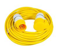 SPARES2GO 16A Extension Lead 14m 110V 2.5mm Heavy Duty Power Cable Cord 3-Pin 2P+E (Yellow)