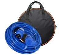 SPARES2GO 16A Extension Lead 14m 240V 1.5mm Extra Long Outdoor Caravan Motorhome Hook Up Power Cable (Blue) + Storage Bag