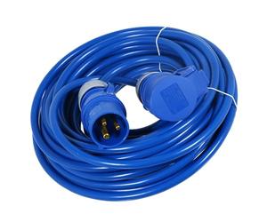 SPARES2GO 16A Extension Lead 14m 240V 1.5mm Extra Long Outdoor Construction Site Generator Power Cable (Blue)