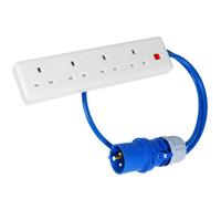 Spares2Go 16A Plug To 13A 4 Gang Socket Caravan Motorhome Camping Hook Up Power Extension Lead (1 Metre)