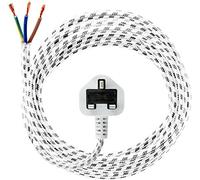 SPARES2GO 2.5m Universal 3 Core Steam Generator Iron Mains Power Cable Plug | Extra Long 2.5 metre Flex Cord, Suitable for both Steamers and Dry Irons, UK 3-pin Plugged Lead