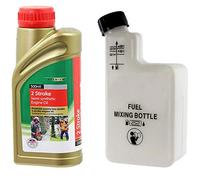 SPARES2GO 2 Stroke Semi Synthetic Engine Oil (500ml) + Fuel Mixing Bottle (1 Litre)