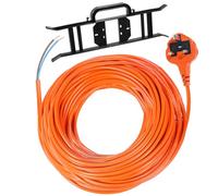 SPARES2GO 20 Metre Cable & Lead Plug for Mac Allister Lawnmowers, Strimmers, Trimmers, Hedge Cutters (20m) + Winder Bracket Tidy