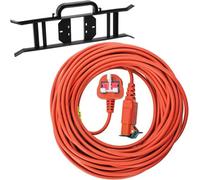 Spares2Go 20 Metre Mains Cable & Lead Plug For Bosch Rotak 34 36 370 40 43 430 Lawnmowers (20M) + Bracket Tidy