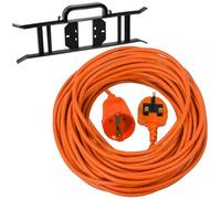 SPARES2GO 20m Mains Power Cable UK 3 Pin Plug compatible with Ryobi Lawnmower Strimmer + Winder Tidy