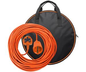 SPARES2GO 20m Mains Power Cable UK 3 Pin Plug for Bosch AdvancedRotak 550 650 750 UniversalRotak Lawnmower + Storage Bag