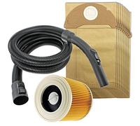 SPARES2GO 2m Hose + Filter + 10 Bags Compatible with Karcher Vacuum Cleaner