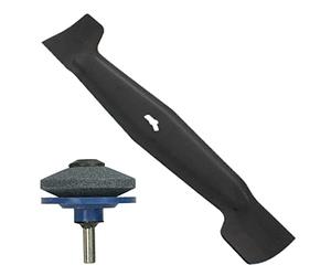 SPARES2GO 35cm Metal Cutter Blade Compatible with MacAllister MEB 1335K MLM 1300 MLMP 1300 Lawnmower + Drill Sharpener Attachment