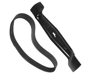 SPARES2GO 35cm Metal Cutter Blade + Drive Belt compatible with MacAllister MEB 1335K MLM 1300 MLMP 1300 Lawnmower