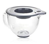 Spares2go 4.7L Glass Mixing Bowl Jug with Pouring Spout for KitchenAid Stand Mixer K40 5KSM5GB + Lid Seal Cover