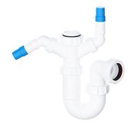 SPARES2GO 40mm Sink Trap Double Nozzle Washing Machine Dishwasher 75mm Water Seal Discharge Kit