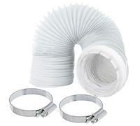 SPARES2GO 4m Vent Hose + Adapter Compatible with Crosslee White Knight Tumble Dryer + 2 x Pipe Clamp Clips