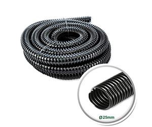 SPARES2GO 5m Black Corrugated Marine/Pond Hose (25mm Diameter)