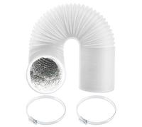 Spares2Go Air Con Vent Hose Foil Heat Insulated Air Conditioning Duct Pipe 6" Pvc Flexible 152mm 3 Metre + Clips X 2