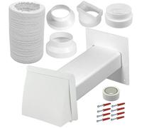 Spares2Go Air Conditioner External Vent Kit 4" 5" 6" 100mm 125mm 150mm Universal Exterior Wall Duct Set (White)