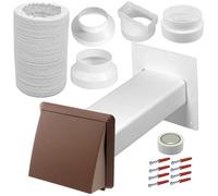 Spares2Go Air Conditioner External Vent Kit 4" 5" 6" 100mm 125mm 150mm Universal Exterior Wall Duct Set (Brown)