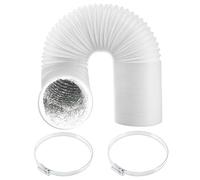 SPARES2GO Air Conditioning Duct Hose Heat Insulated Flexible AC Vent Pipe Universal (6" x 6 Metres, White) + Steel Screw Pipe Clips x 2