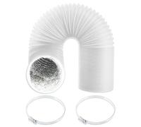 SPARES2GO Air Conditioning Duct Hose Insulated Aluminium Foil Lined Universal Flexible AC Vent + Steel Screw Pipe Clips x 2 (150mm / 6" x 3 Metres, White)