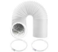 SPARES2GO Air Conditioning Duct Hose Universal Flexible AC Vent + Steel Screw Pipe Clips x 2 (150mm / 6" x 3 Metres, White)