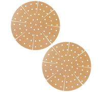 SPARES2GO Air Fryer Drawer Liners compatible with Ninja AF100UK AF160UK AF300UK AF400UK Non-Stick Round Perforated Mats (Brown, Pack of 2)