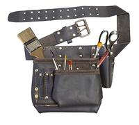 SPARES2GO Artists Oil Tanned Leather Multi Pocket Tool Belt Brush Holder Organiser