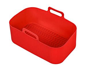 SPARES2GO Basket Compatible with EMtronics EMDAF9LD 9L Dual Air Fryer Drawer Liner Silicone (Pack of 1, Red)