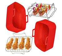 Spares2Go Basket Drawer Liner And Multi Layer Shelf Racks Skewer Rack Set For Air Fryer