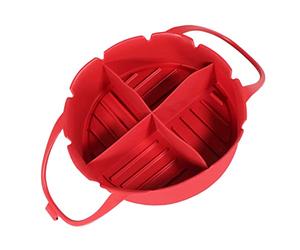 SPARES2GO Basket Liner compatible with Salter Air Fryer Silicone Round Tray Pot (Red, 4 Compartments)