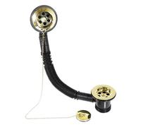 Spares2Go Bath Combination Waste Plug And Chain Luxury Gold Brass Flexible Overflow Pipe Kit (40mm 1 1/2")